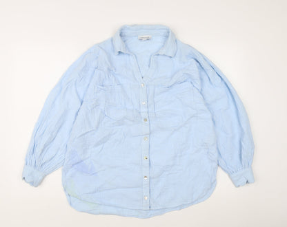 Womens UK Size 10 Topshop Blue Basic Button-Up