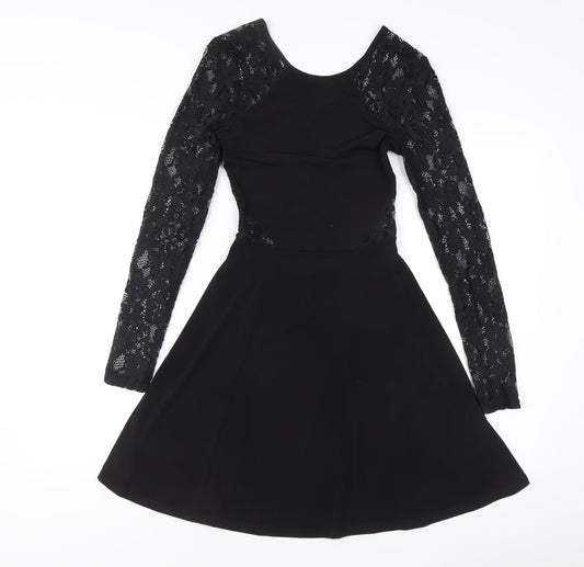 H&M Women’s Black Size 6 Fit & Flare Lace Cut Out Party Dress