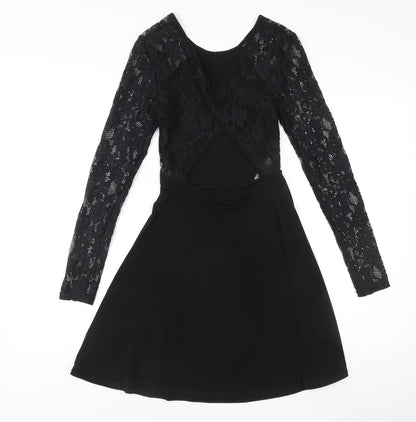 H&M Women’s Black Size 6 Fit & Flare Lace Cut Out Party Dress