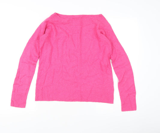 Hush Women's Pink Boat Neck Cotton Knit Jumper Size S