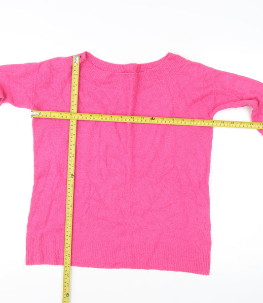 Hush Women's Pink Boat Neck Cotton Knit Jumper Size S