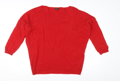 Luca Vanucci Women Red S Pullover Boat Neck 3/4 Sleeve Jumper Knit