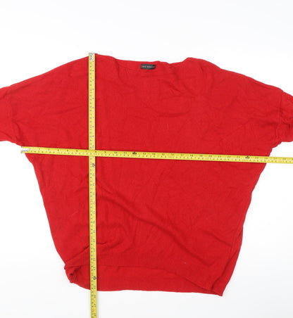Luca Vanucci Women Red S Pullover Boat Neck 3/4 Sleeve Jumper Knit