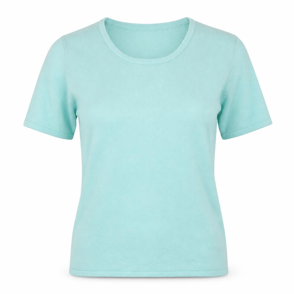 Bonmarché Women's Blue XS Short Sleeve Cotton Scoop Neck Jumper