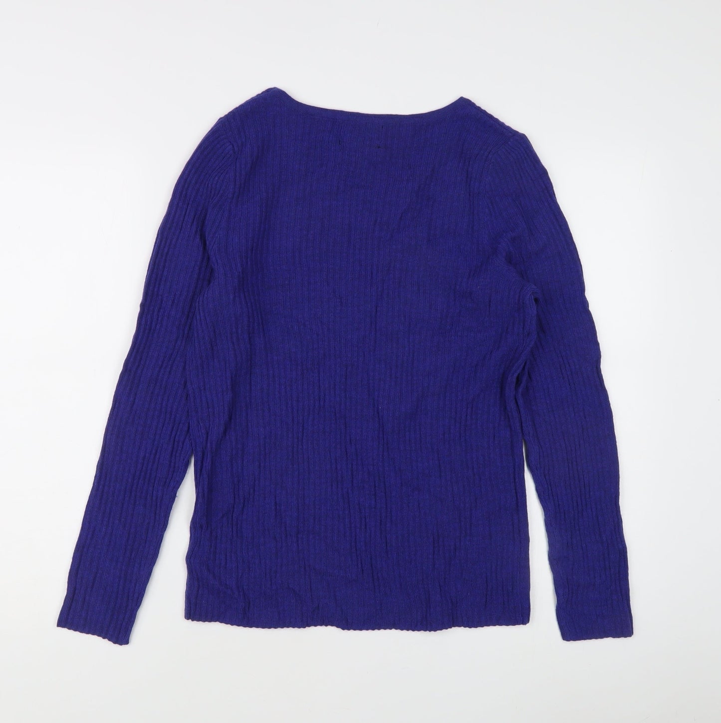 Cynthia Rowley Women's Blue L Merino Wool Scoop Neck Jumper