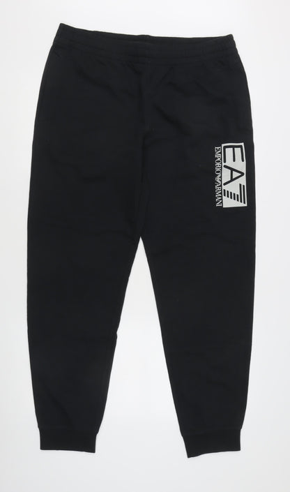 Emporio Armani EA7 Men's Black Joggers M Tapered Cotton Stretch