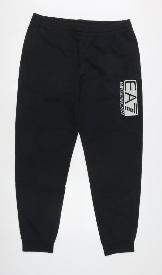 Emporio Armani EA7 Men's Black Joggers M Tapered Cotton Stretch
