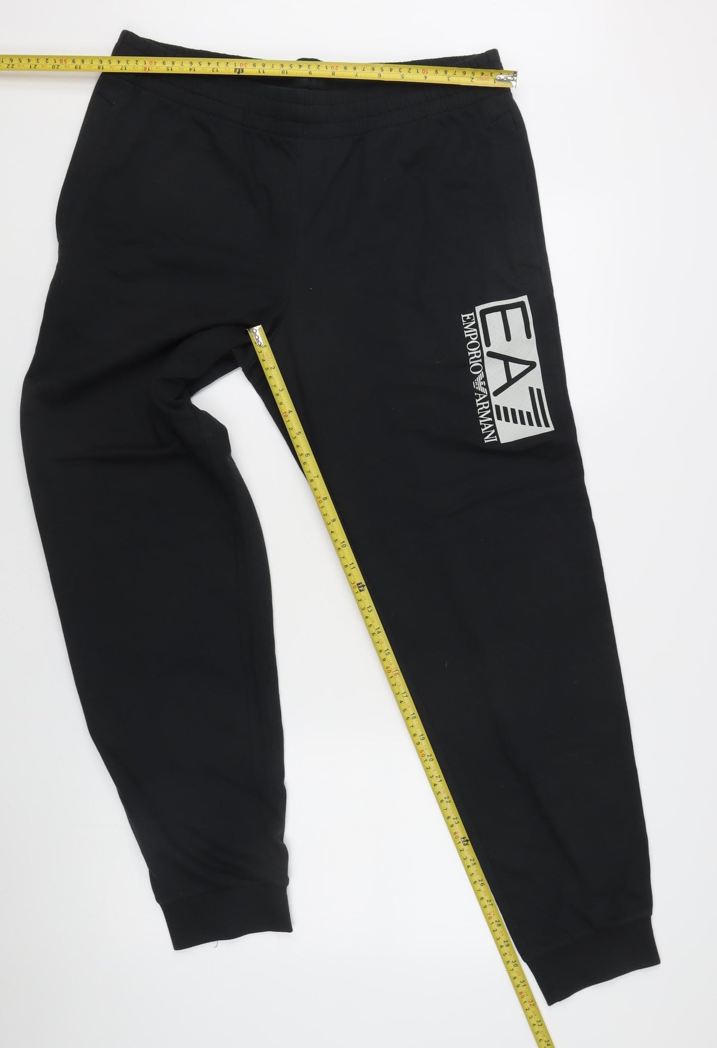 Emporio Armani EA7 Men's Black Joggers M Tapered Cotton Stretch