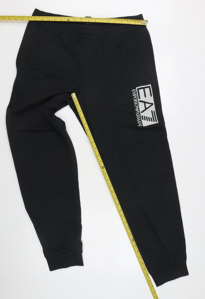 Emporio Armani EA7 Men's Black Joggers M Tapered Cotton Stretch
