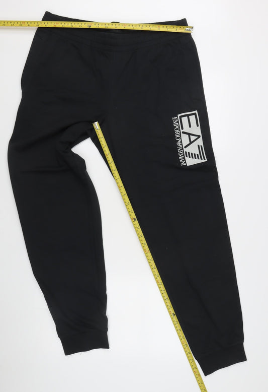 Emporio Armani EA7 Men's Black Joggers M Tapered Cotton Stretch