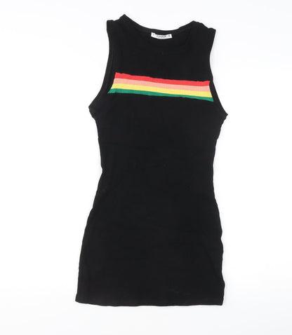 Pull&Bear Women’s Black Size 14 Mini Tank Dress Colourblock