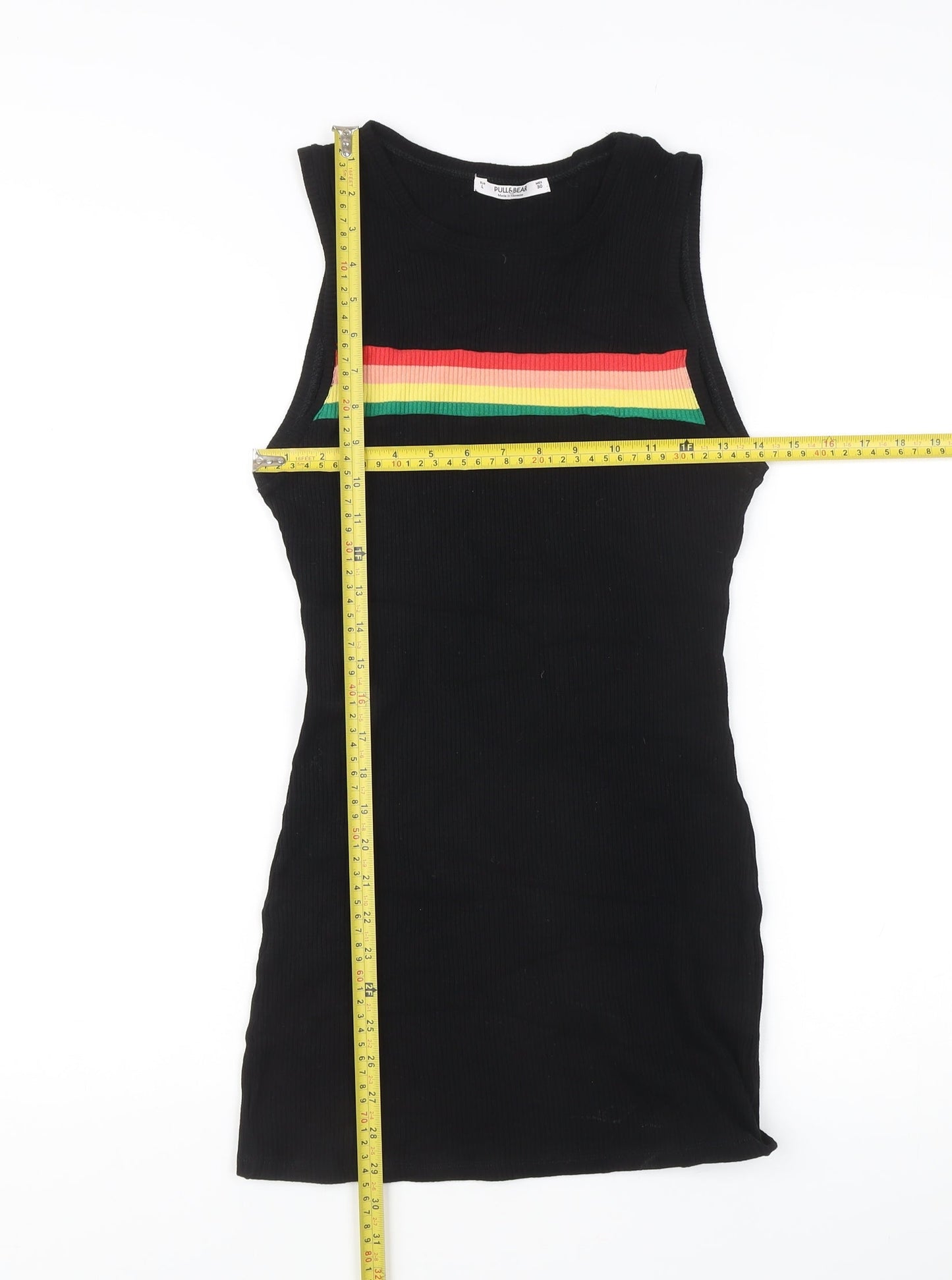 Pull&Bear Women’s Black Size 14 Mini Tank Dress Colourblock