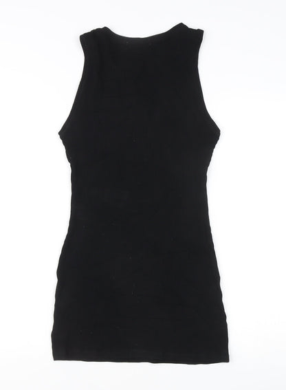 Pull&Bear Women’s Black Size 14 Mini Tank Dress Colourblock