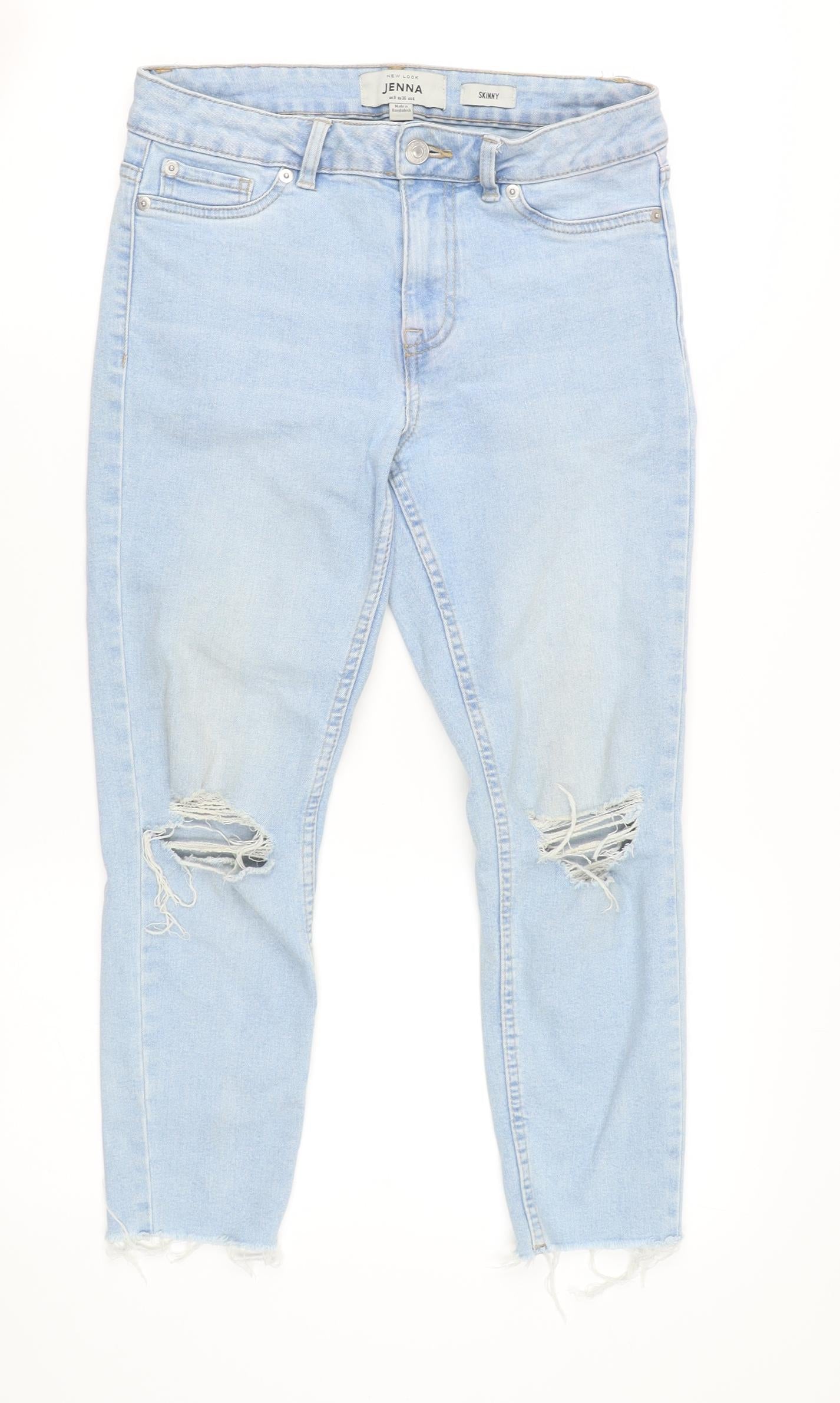 New Look Women's Blue Size 8 Jenna Skinny Distressed Jeans