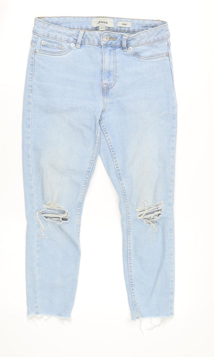 New Look Women's Blue Size 8 Jenna Skinny Distressed Jeans