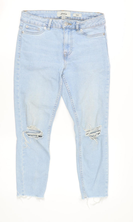 New Look Women's Blue Size 8 Jenna Skinny Distressed Jeans