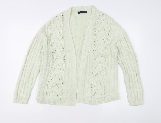 Marks and Spencer Women’s Green Size 14 Cable-Knit Cardigan