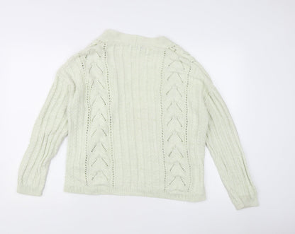 Marks and Spencer Women’s Green Size 14 Cable-Knit Cardigan