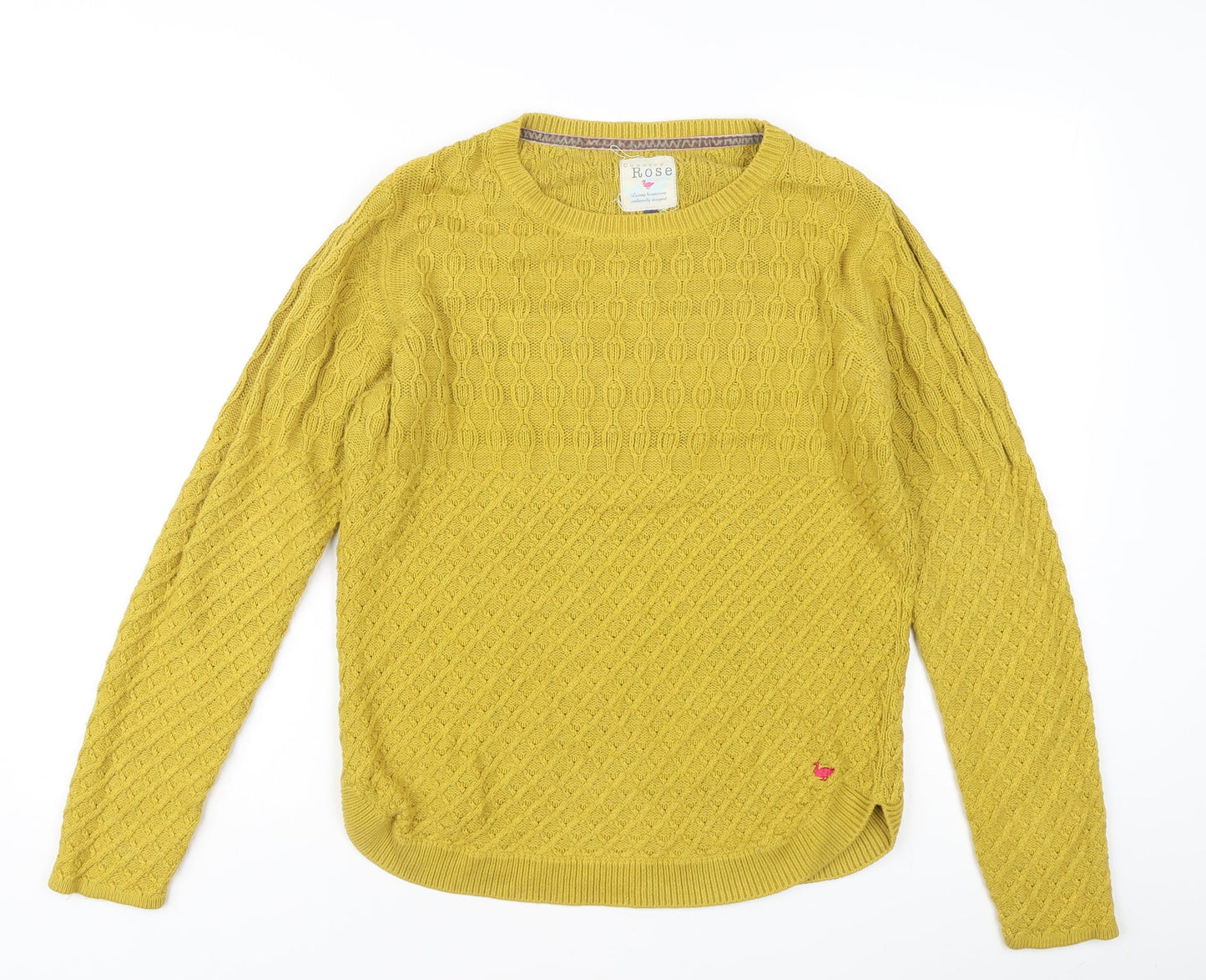 Country Rose Women’s Yellow Cable-Knit Pullover Jumper M