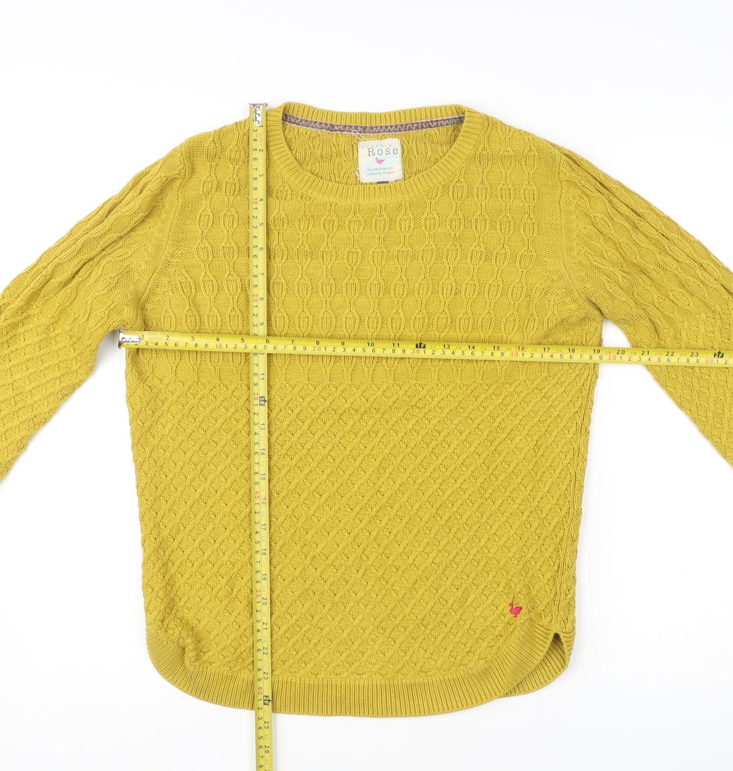 Country Rose Women’s Yellow Cable-Knit Pullover Jumper M