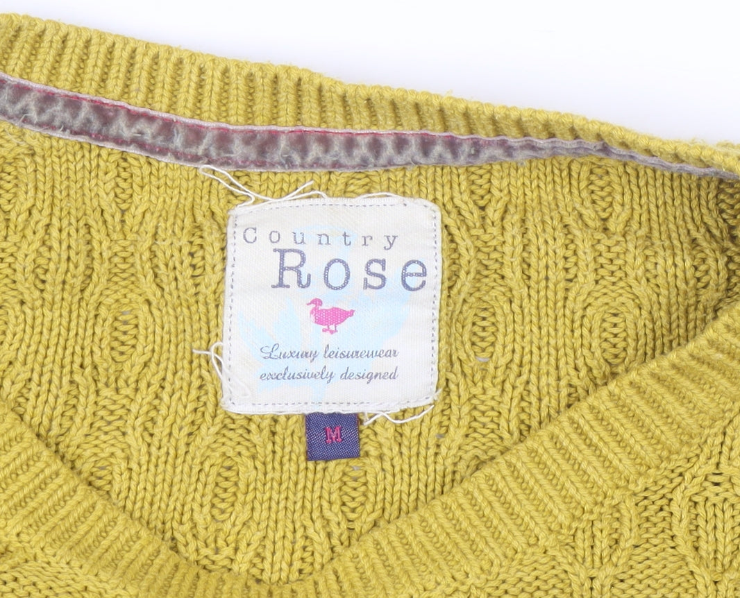 Country Rose Women’s Yellow Cable-Knit Pullover Jumper M