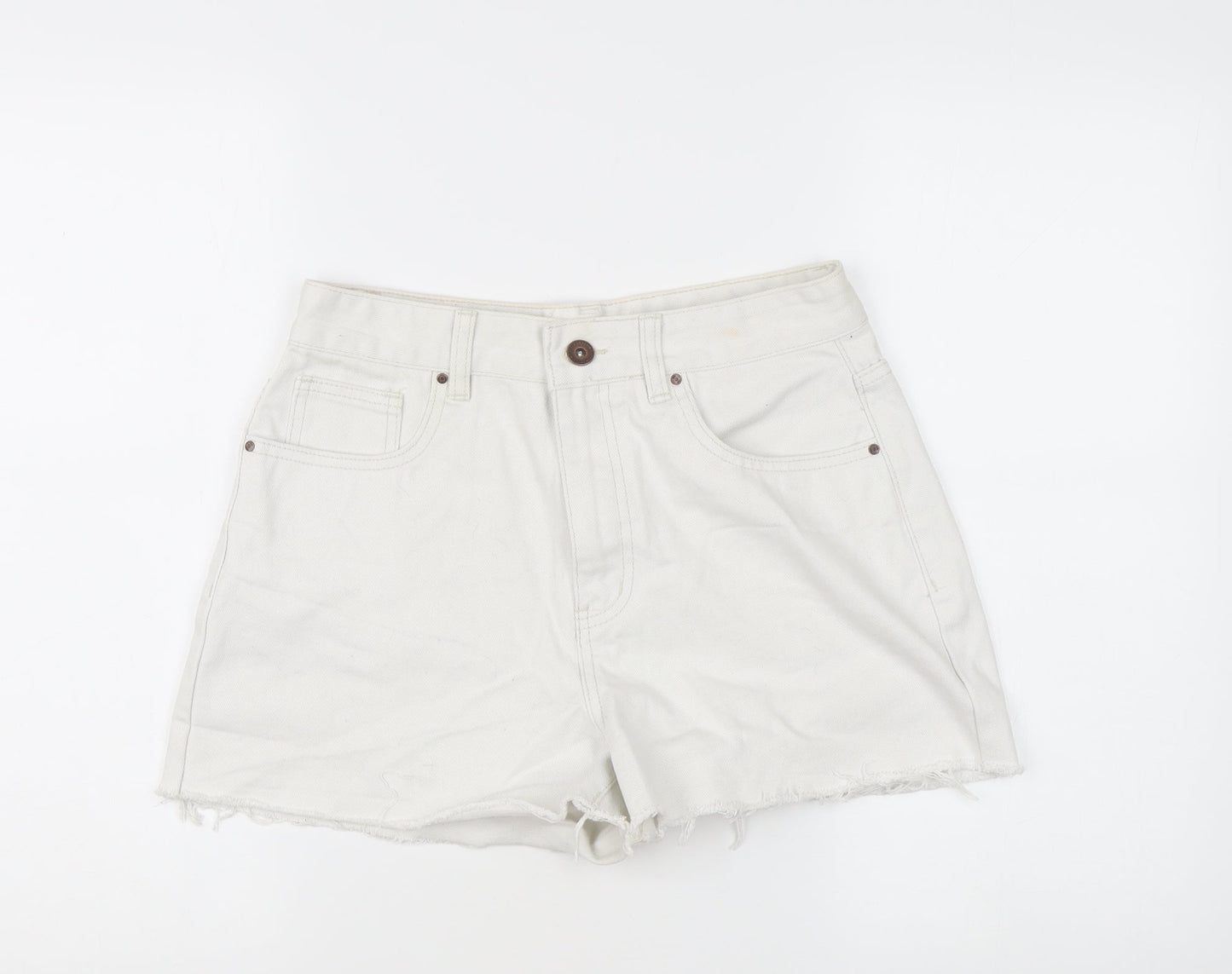 Cotton On Women’s Ivory High Rise Mom Denim Shorts Size 10