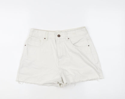 Cotton On Women’s Ivory High Rise Mom Denim Shorts Size 10