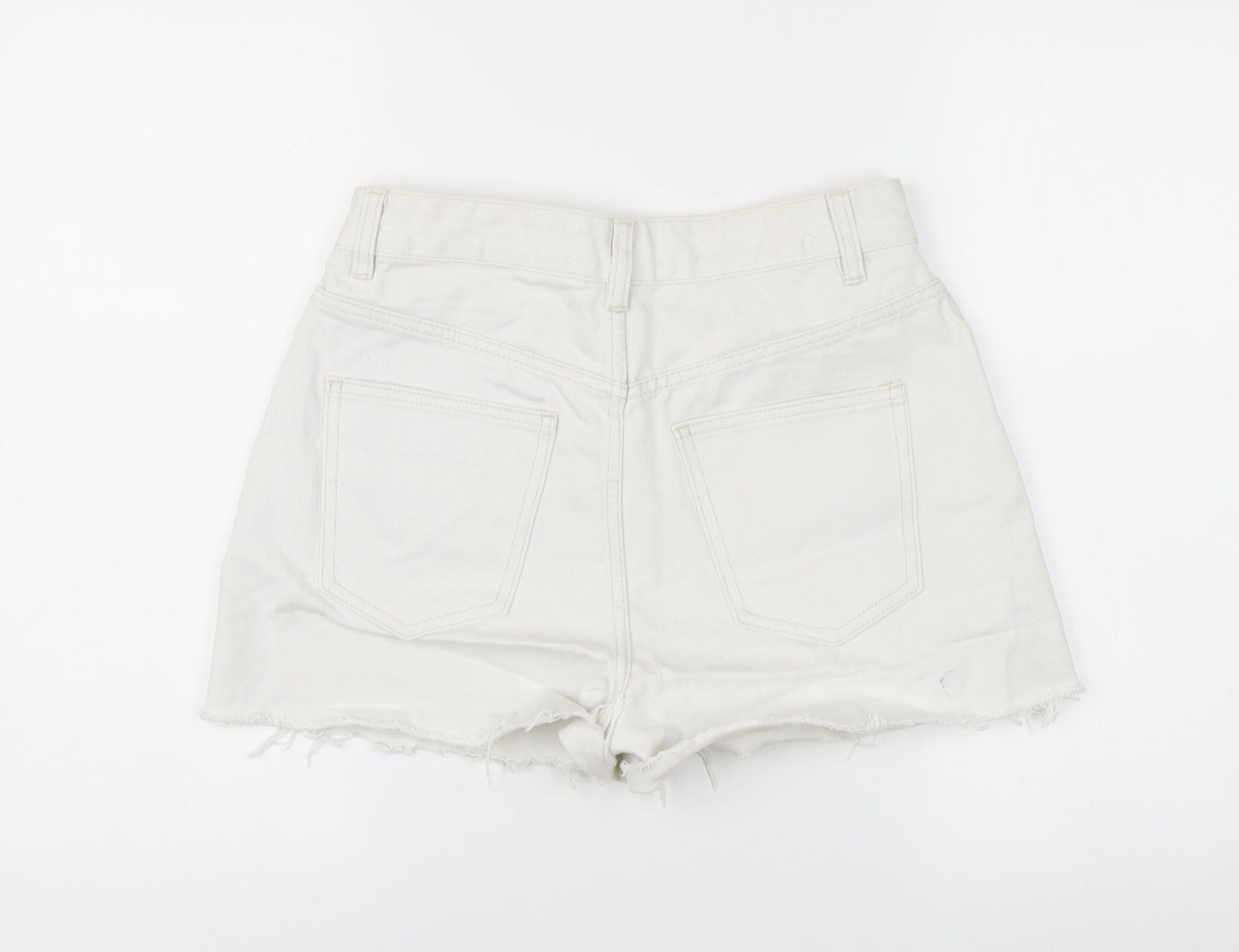 Cotton On Women’s Ivory High Rise Mom Denim Shorts Size 10