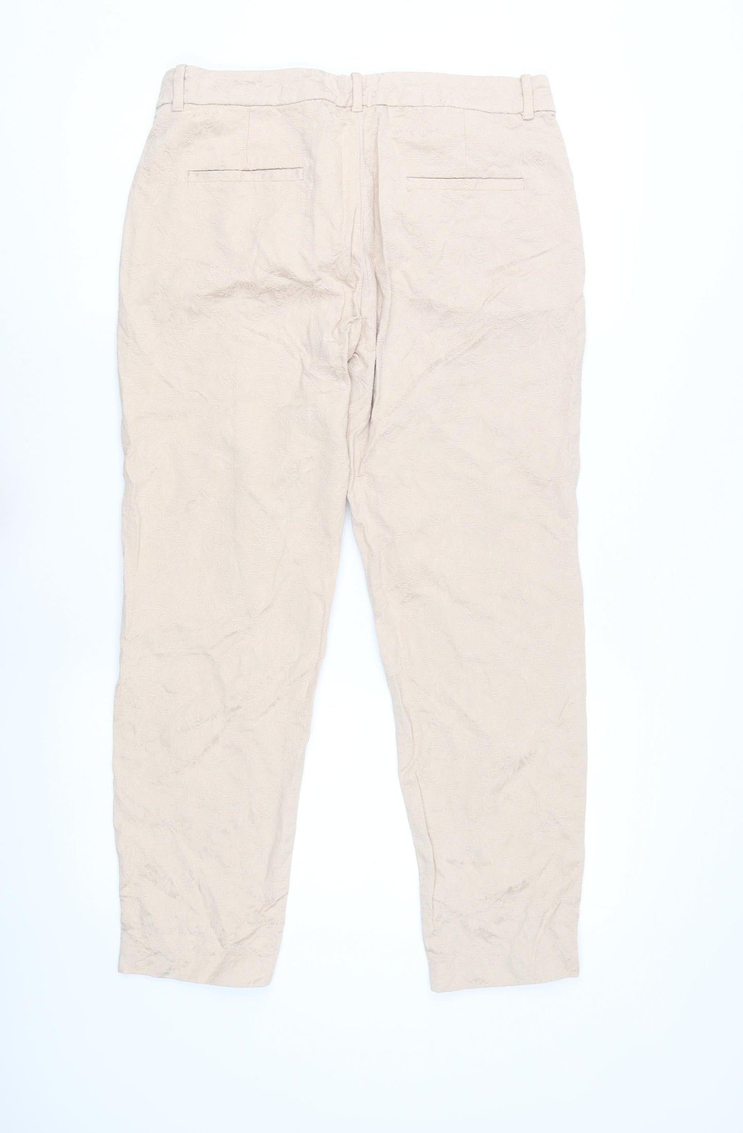 Womens UK Size L Zara Regular Fit Business Casual Beige Trousers