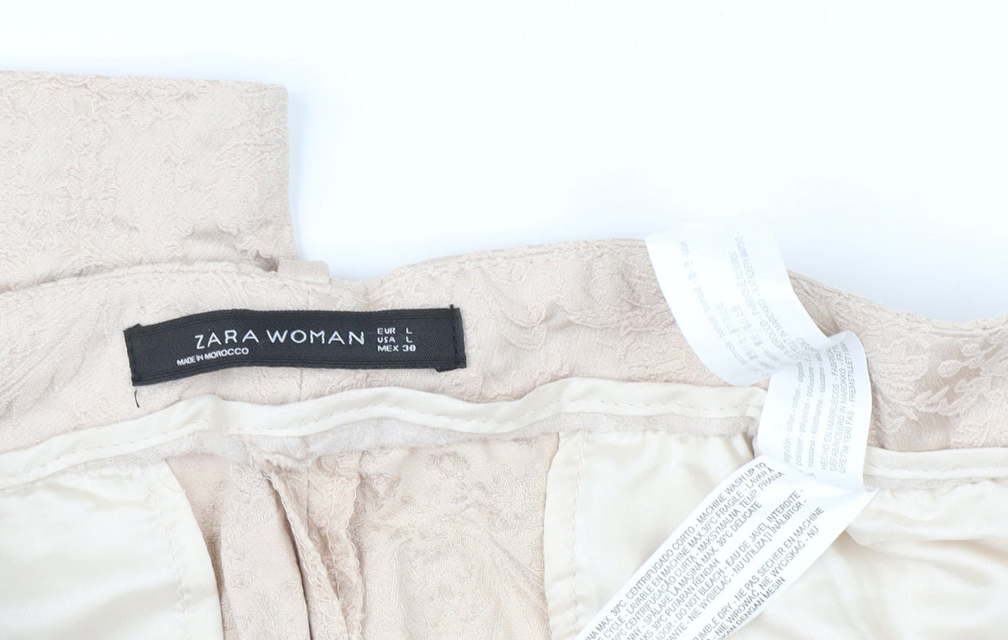 Womens UK Size L Zara Regular Fit Business Casual Beige Trousers