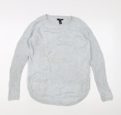 Gap Women's Grey S Knit Pullover Jumper with Pockets