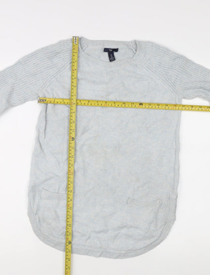 Gap Women's Grey S Knit Pullover Jumper with Pockets