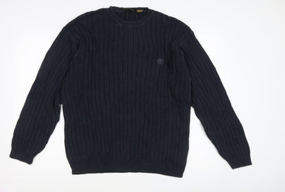 Timberland Men’s Blue Cotton Crew Neck Pullover Jumper Size L