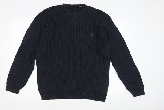 Timberland Men’s Blue Cotton Crew Neck Pullover Jumper Size L