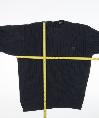 Timberland Men’s Blue Cotton Crew Neck Pullover Jumper Size L