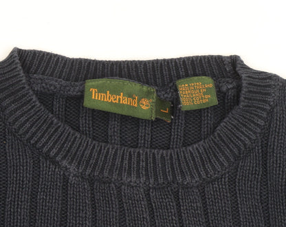Timberland Men’s Blue Cotton Crew Neck Pullover Jumper Size L