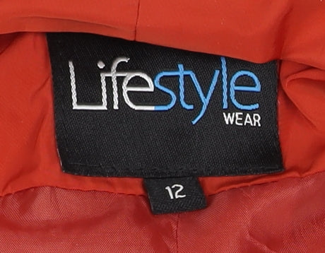 Lifestyle Women’s Red Ruffle Neck Mid-Length Jacket Size 12
