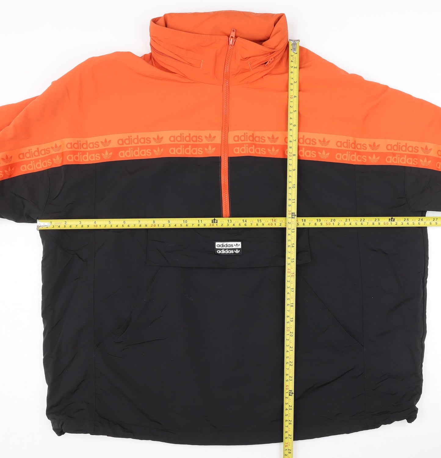 Adidas Men's Orange & Black L Windbreaker Jacket 1/2 Zip Sportswear