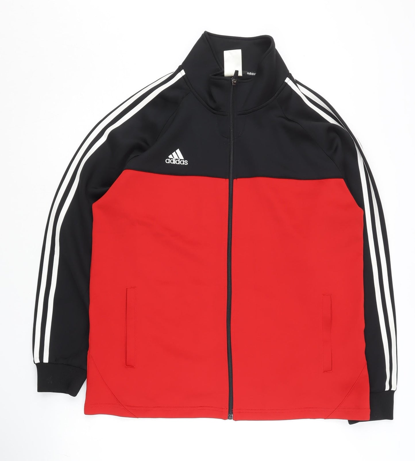 Adidas Men’s Red & Black Track Jacket L Colourblock Sports Full Zip