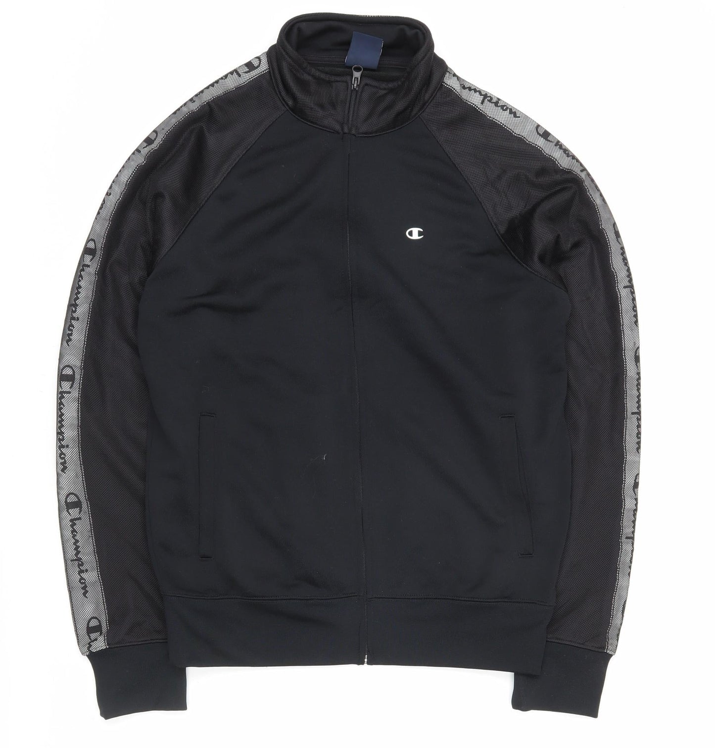 Champion Men’s Black Medium Track Jacket Full Zip Logo Sports