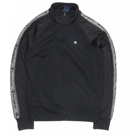 Champion Men’s Black Medium Track Jacket Full Zip Logo Sports