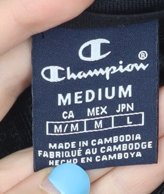 Champion Men’s Black Medium Track Jacket Full Zip Logo Sports