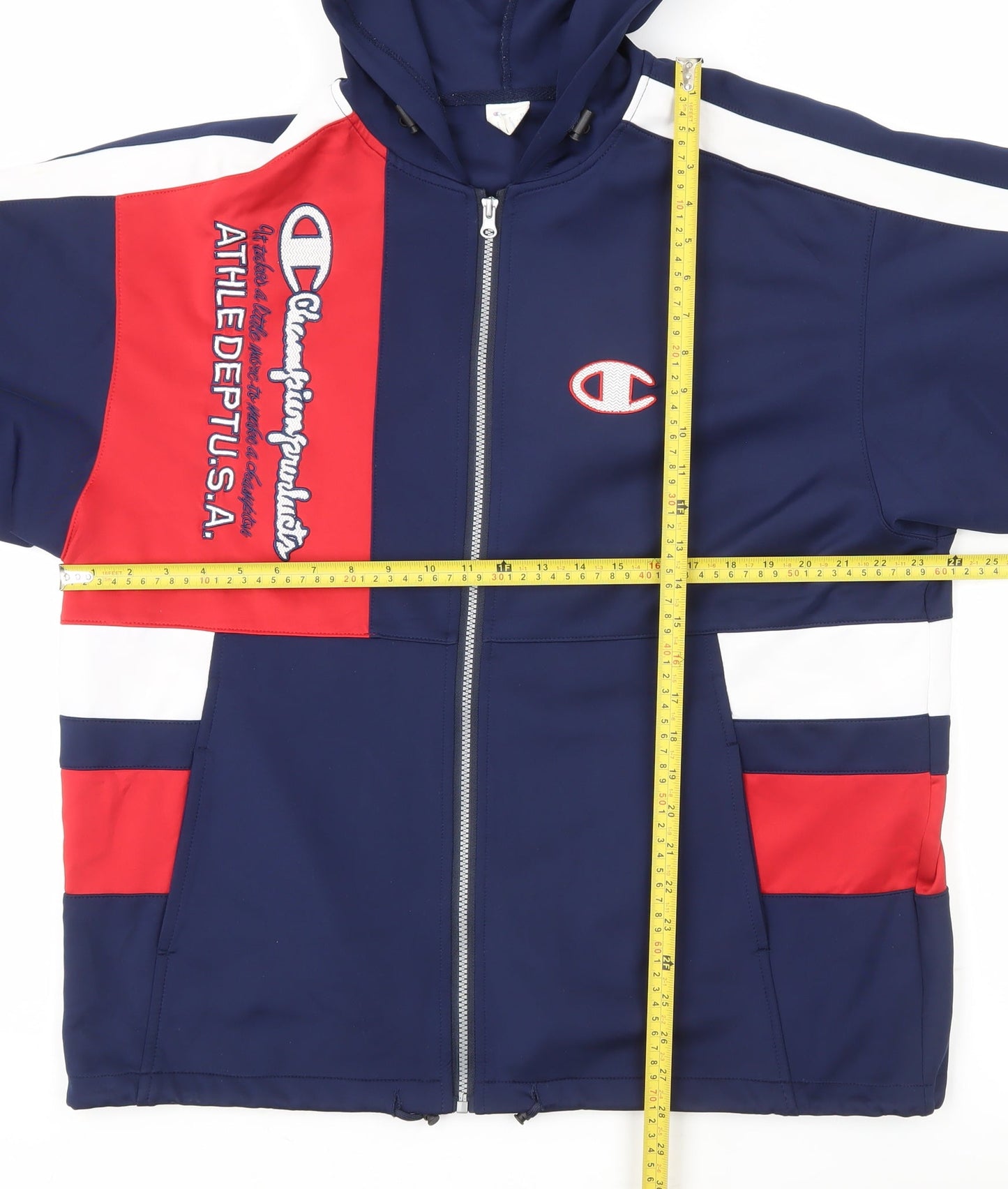 Champion Men's Blue XL Track Jacket Colourblock Hooded Polyester