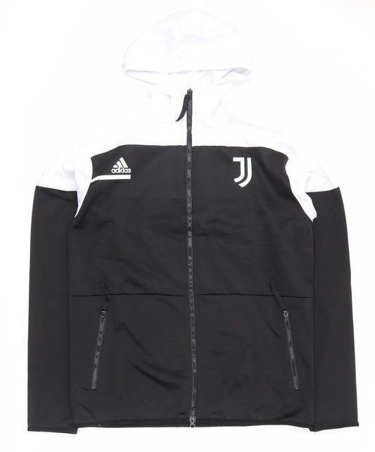 Adidas Men's Black Full Zip Hoodie L Sports Lightweight Polyester