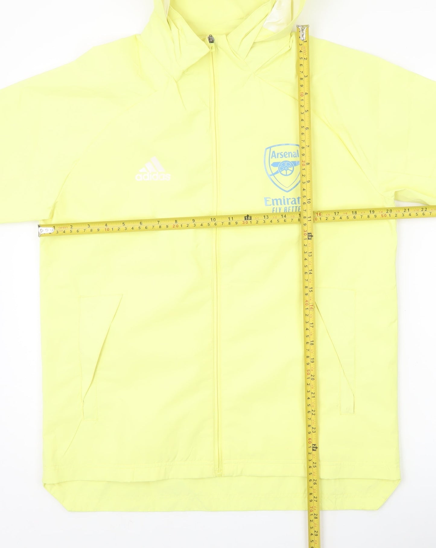 Adidas Arsenal Men's Yellow S Windbreaker Jacket Hooded Football