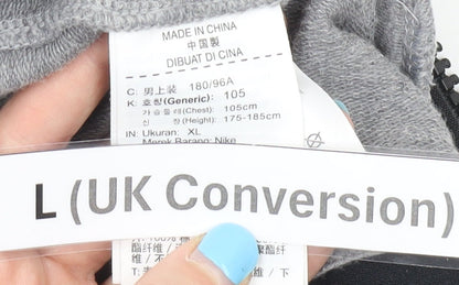 Nike Men's Grey & Neon Green L Track Jacket Hooded Full Zip Sportswear