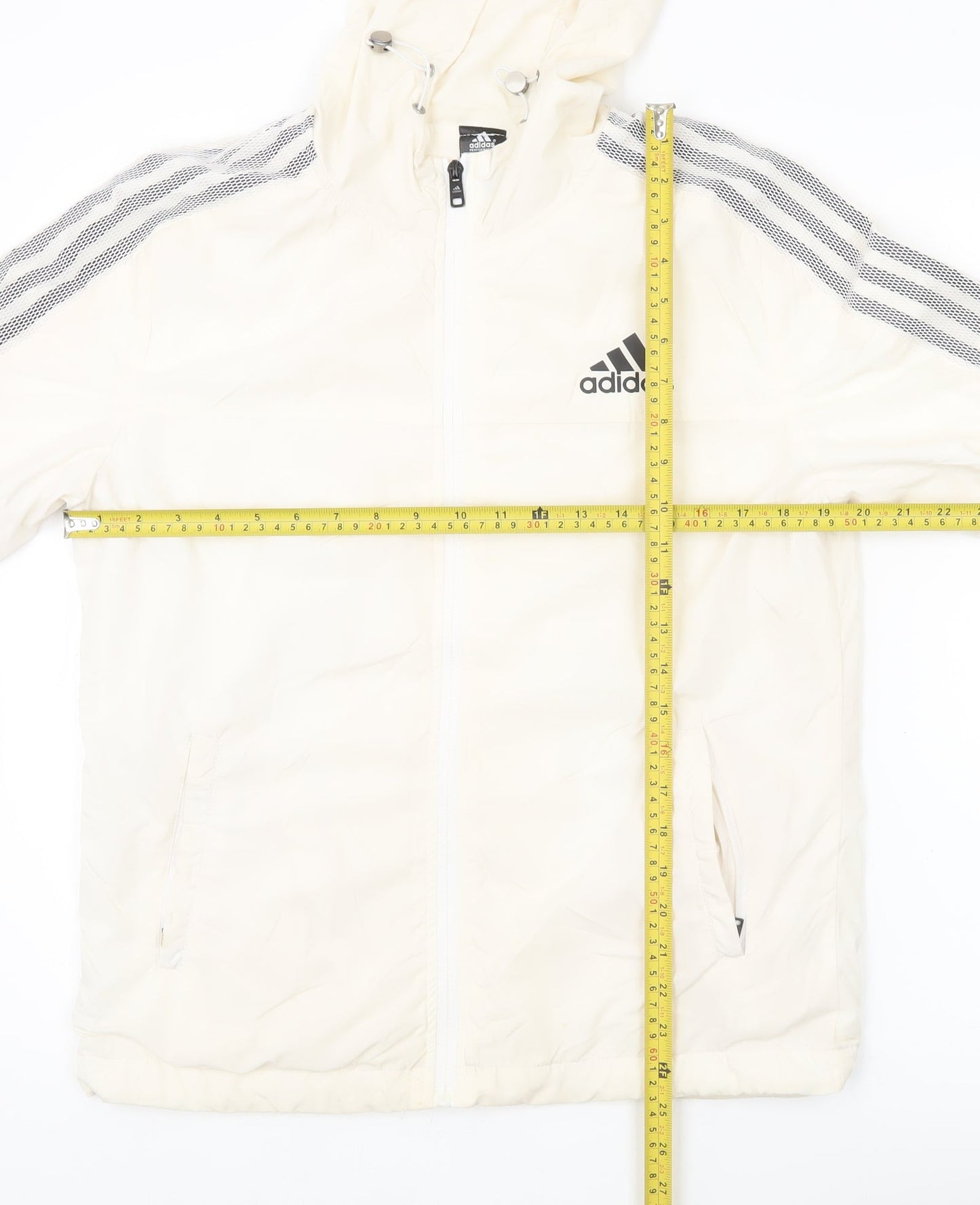Adidas Womens Ivory 2XL Windbreaker Jacket Hooded Full Zip Sports