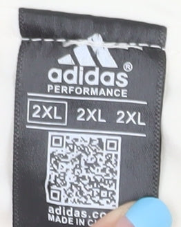 Adidas Womens Ivory 2XL Windbreaker Jacket Hooded Full Zip Sports