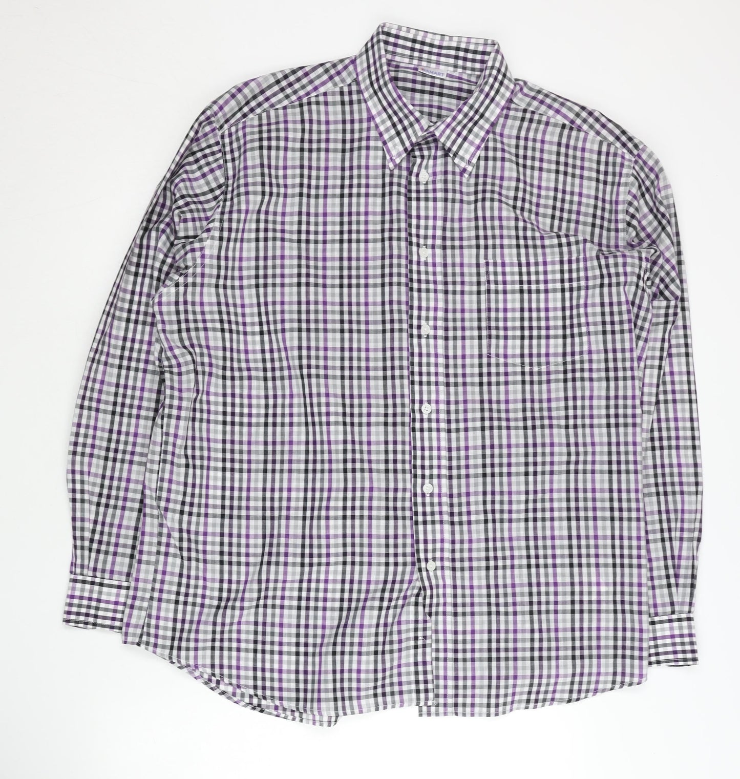 Damart Men's Multicoloured Check XL Long Sleeve Button-Up Shirt