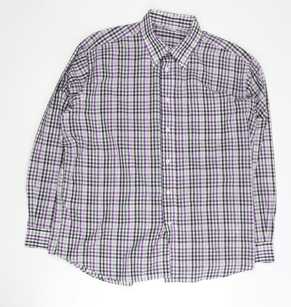 Damart Men's Multicoloured Check XL Long Sleeve Button-Up Shirt